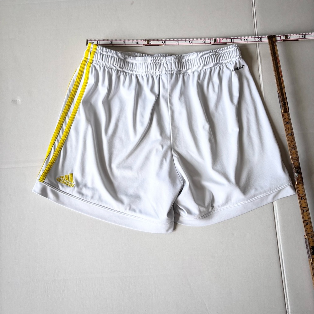 adidas Women's Aeroready Athletic Shorts in White and Yellow